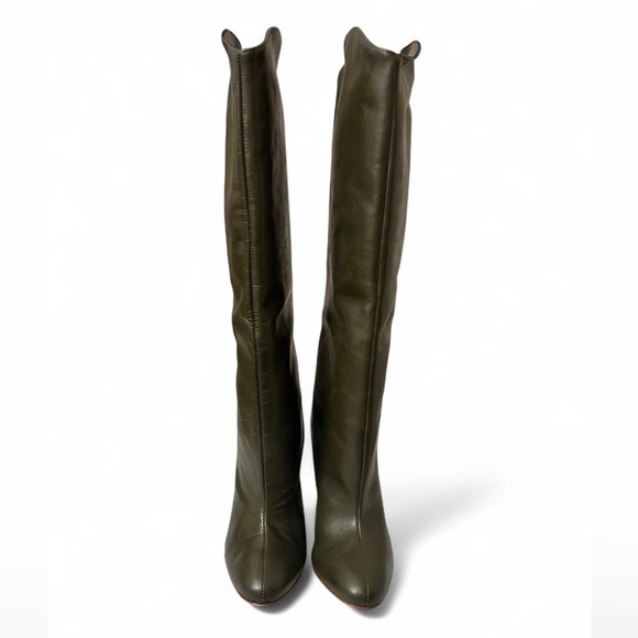 NWOB - SCHUTZ Gabrielle Military Army Green Leather Knee High Boots - Size 9.5B - Picture 4 of 9